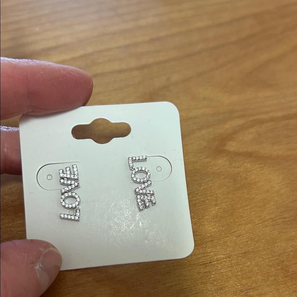 Elegant Silver 'Love' Stud Earrings